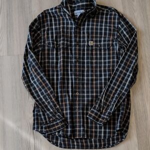 Carhartt Men's Dark Plaid Button Down Shirt